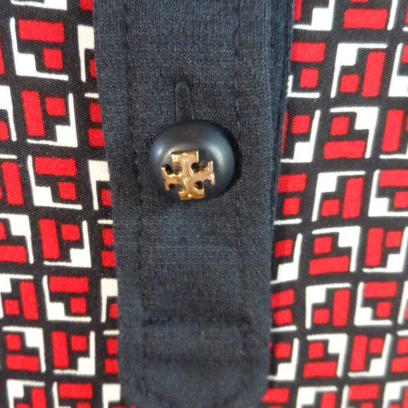 Tory Burch Silk/Wool Navy Blue/Red/White Print Sheath Dress Size XS - Picture 8 of 16